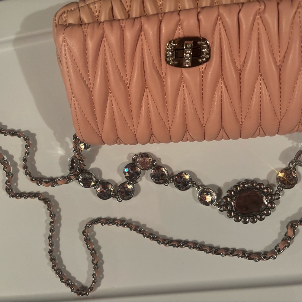 Elegant Pink Quilted Women's Bag - genuine leather